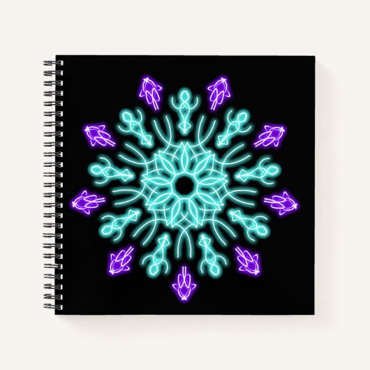 Carnet Fleur de néon pourpre et turquose (Devant)