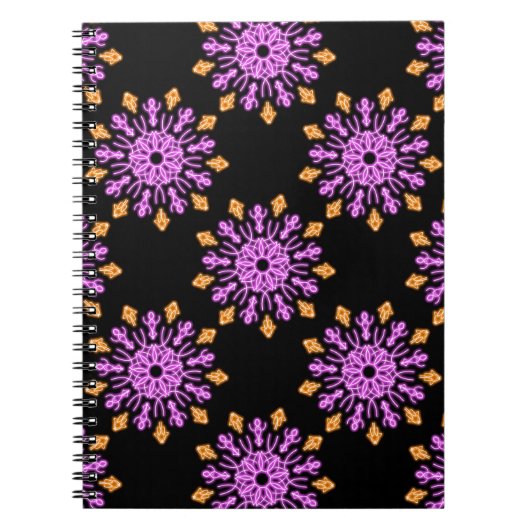 Carnet Fleur de néon rose et orange (Devant)