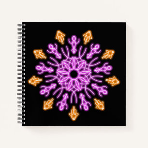 Carnet Fleur de néon rose et orange