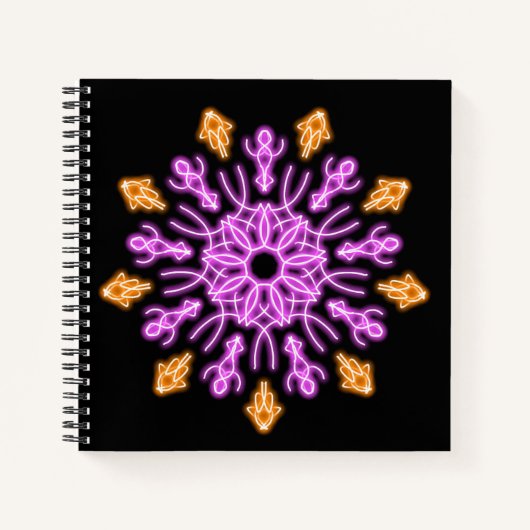 Carnet Fleur de néon rose et orange (Devant)