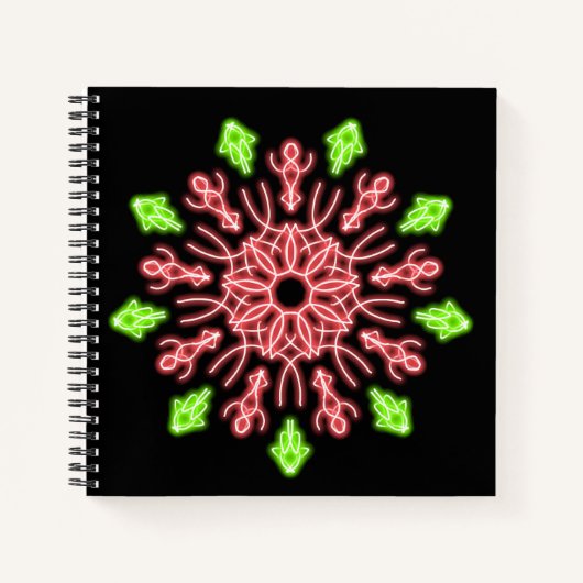 Carnet Fleur de néon rouge et vert (Devant)