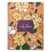 Carnet Fleur de nom personnalisé en script jaune gras ora (Devant)