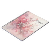 Carnet Fleur de Parties scintillant en argent rose étince (Côté gauche)