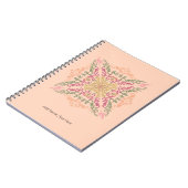 Carnet Fleur de pêche douce Script kaléidoscopique Meille (Côté gauche)