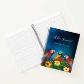 Carnet Fleur de perroquets bleus bonjour été (Intérieur)