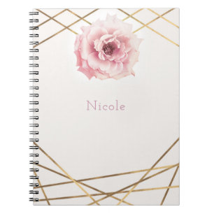 Carnet Fleur de pivoine florale rose et or Glam personnal
