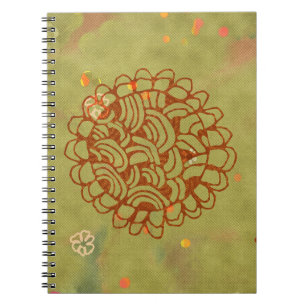 Carnet Fleur de soleil verte rouille moderne