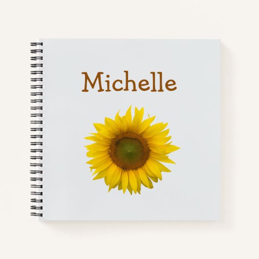 Carnet Fleur de tournesol jaune mignon Personnalisé (Devant)