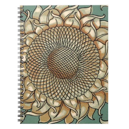 Carnet Fleur de tournesol sur Arrière - plan bleu-vert (Devant)