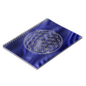 Carnet FLEUR DE VIE - argent + vagues bleues (Côté gauche)