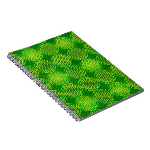 Carnet Fleur de vie - motif de timbre - vert