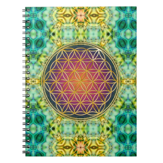 Carnet Fleur de vie - or - fractale 2 (Devant)