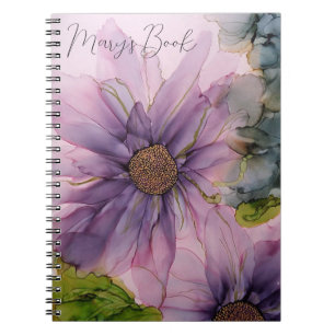 Carnet fleur d'encre d'alcool rose et violet