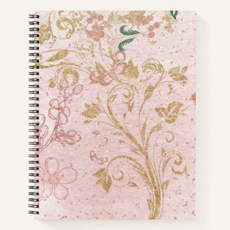 Carnet Fleur design Glittery