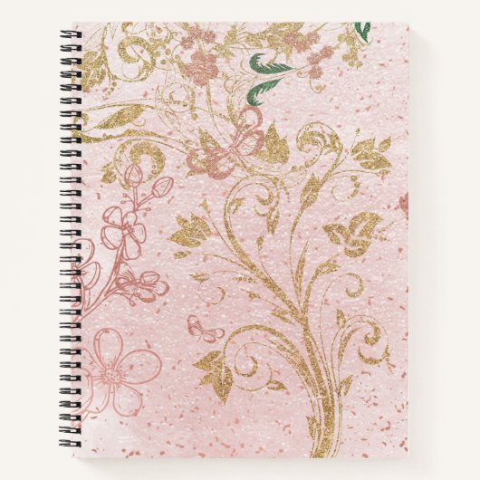 Carnet Fleur design Glittery (Devant)