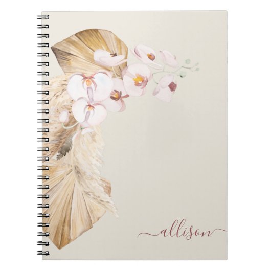 Carnet Fleur d'herbe Boho Pampas (Devant)