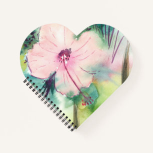 Carnet Fleur d'Hibiscus Bélizien à l'aquarelle peinte à l