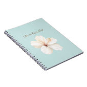 Carnet Fleur d'Hibiscus Bleu Menthe Aqua Blanc (Côté Droit)
