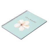 Carnet Fleur d'Hibiscus Bleu Menthe Aqua Blanc (Côté gauche)