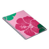 Carnet Fleur d'Hibiscus Rose Chaud avec Feuilles Vertes (Côté Droit)