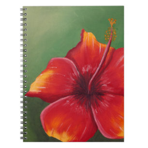Carnet Fleur d'Hibiscus rouge tropical Peinture à l'hui