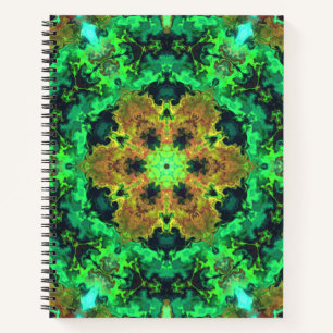 Carnet Fleur d'hippie psychédélique orange et verte