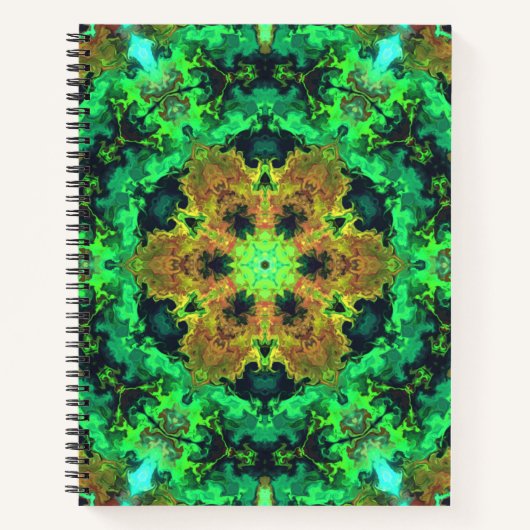 Carnet Fleur d'hippie psychédélique orange et verte (Devant)