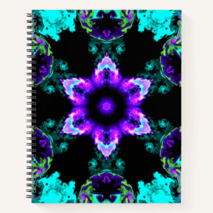 Carnet Fleur d'hippie psychédélique violet Turquoise et n