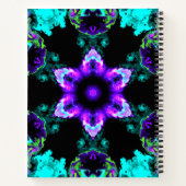 Carnet Fleur d'hippie psychédélique violet Turquoise et n (Dos)