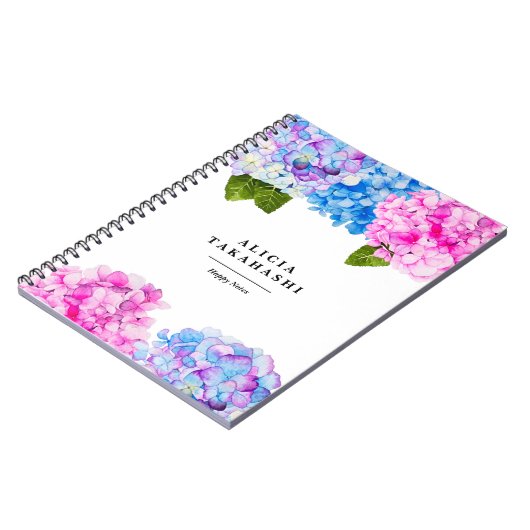 Carnet Fleur d'hydrangée| Ajouter votre nom (Côté gauche)