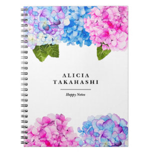 Carnet Fleur d'hydrangée Ajouter votre nom