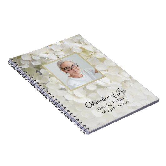 Carnet Fleur d'Hydrangée blanche Célébration de la vie fu (Côté Droit)