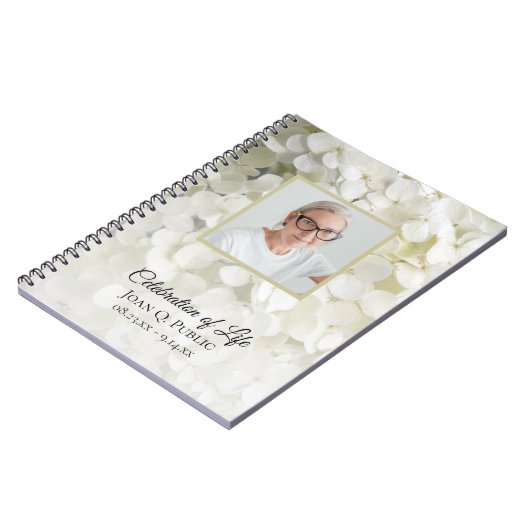 Carnet Fleur d'Hydrangée blanche Célébration de la vie fu (Côté gauche)
