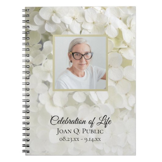 Carnet Fleur d'Hydrangée blanche Célébration de la vie fu (Devant)