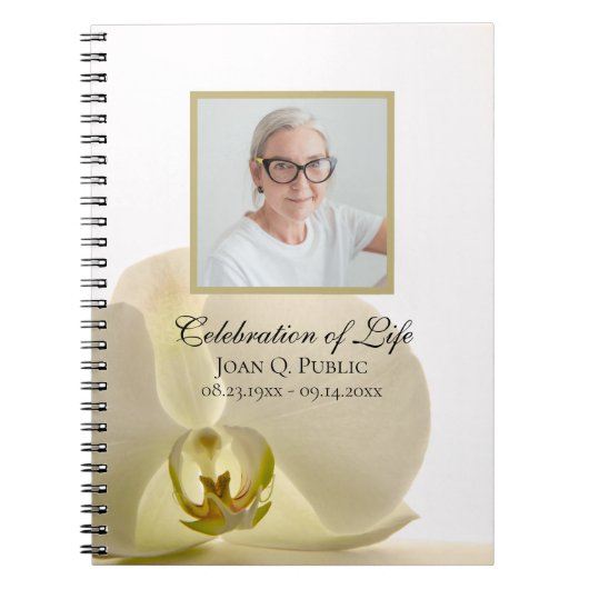 Carnet Fleur d'orchidée blanche Célébration de la vie Liv (Devant)