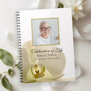 Carnet Fleur d'orchidée blanche Célébration de la vie Liv