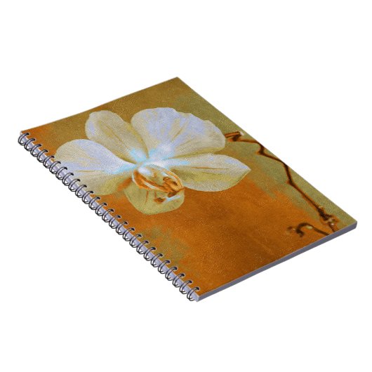 Carnet Fleur d'orchidée unique dans les tons d'orange (Côté Droit)