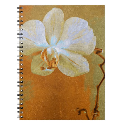 Carnet Fleur d'orchidée unique dans les tons d'orange (Devant)