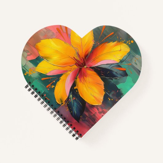 Carnet Fleur Dorée – Expression Florale Abstraite Vibrant (Devant)