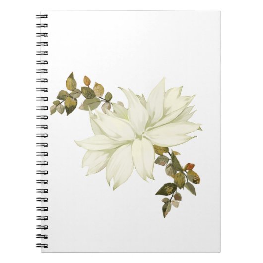 Carnet Fleur et feuillage blancs simplistes (Devant)