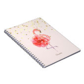 Carnet Fleur Flamant rose rose, Confetti Or (Côté Droit)
