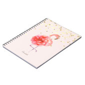 Carnet Fleur Flamant rose rose, Confetti Or (Côté gauche)