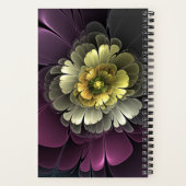 Carnet Fleur fractale grise de pourpre moderne abstraite (Verso)