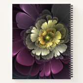 Carnet Fleur fractale grise et pourpre moderne abstraite (Dos)