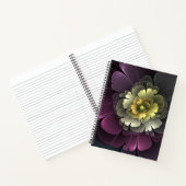 Carnet Fleur fractale grise et pourpre moderne abstraite (Intérieur)