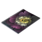Carnet Fleur fractale grise pourpre moderne abstraite (Côté gauche)