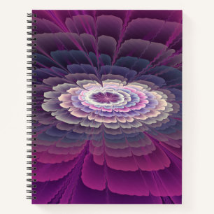 Carnet Fleur frappante abstraite fractale couleur rose