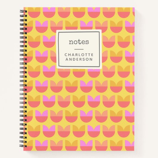 Carnet Fleur géométrique mignon Motif Jaune Personnalisé (Devant)