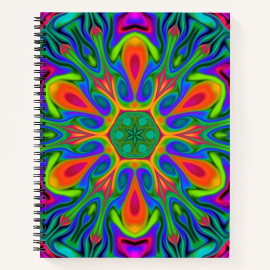 Carnet Fleur hippie psychédélique arc-en-ciel (Devant)