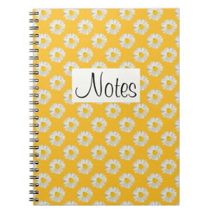 Carnet Fleur imprimé marguerite sur jaune